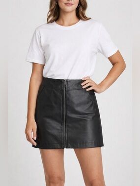 11. Rainbow • Fuax Leather Mini Skirt W15”-17” L15”